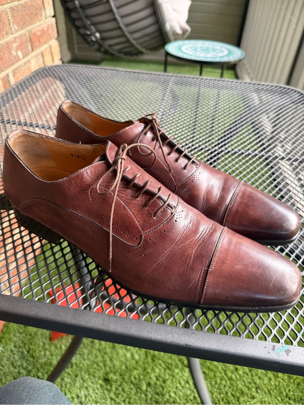 Santoni Brown Leather Cap Toe Oxford Dress Shoes Men’s 13D
